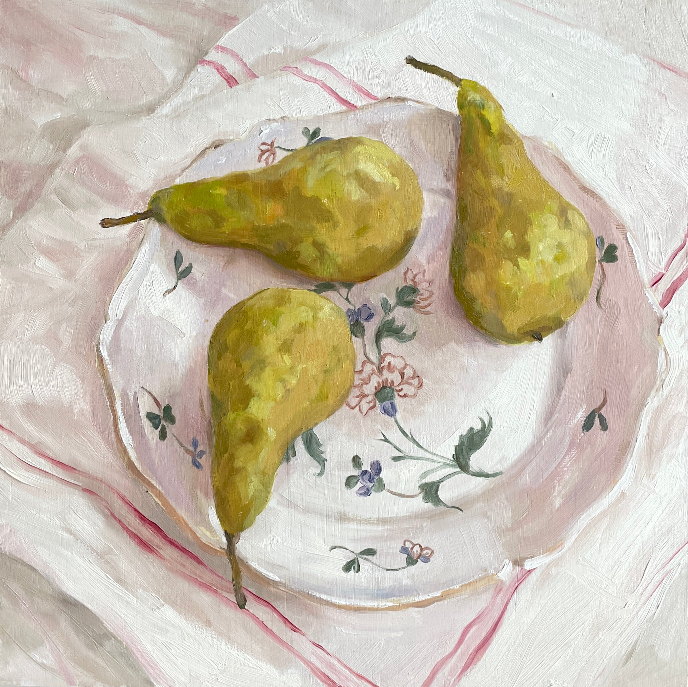 Pears on an old French plate