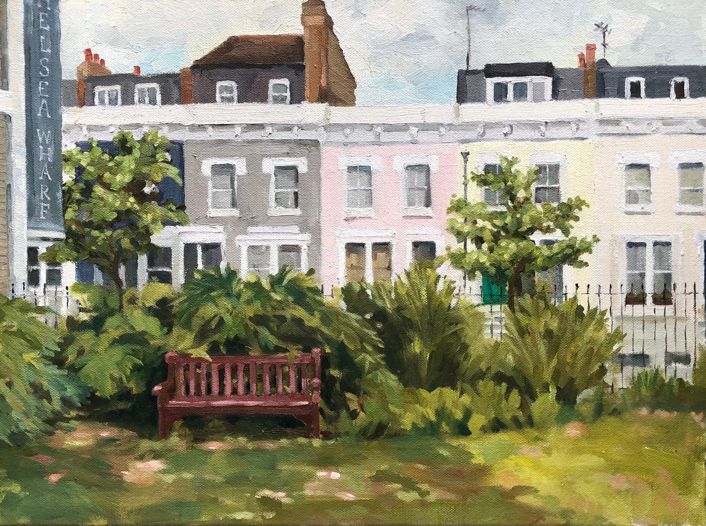 oil painting of houses at Chelsea Wharf