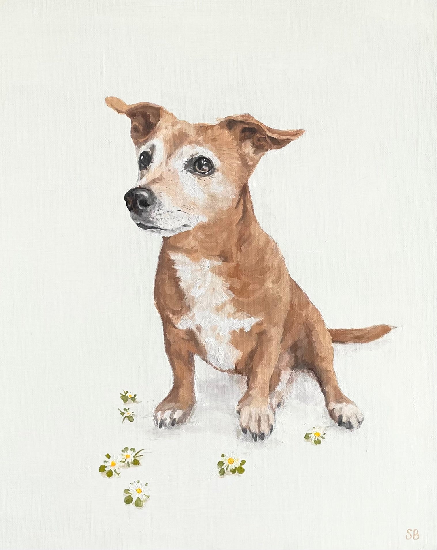 oil painting of a jack Russell