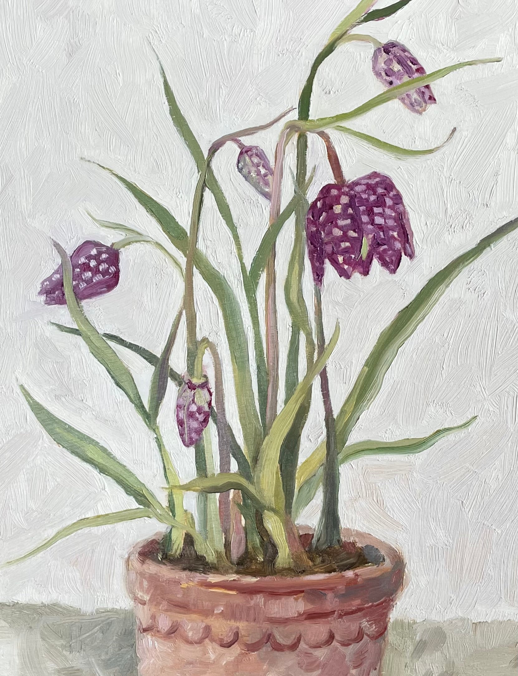 oil painting of fritillaries