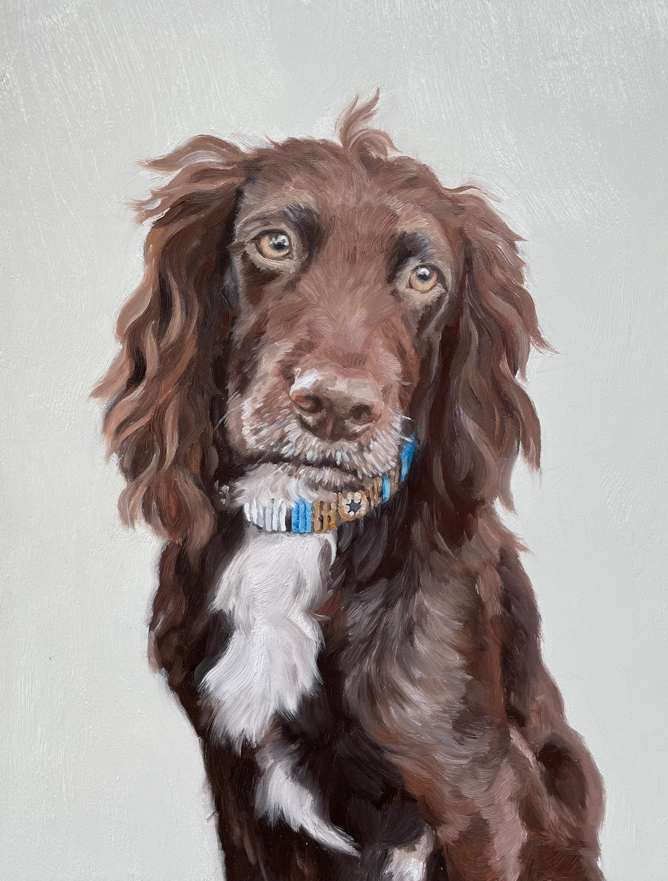 oil painting of a spaniel