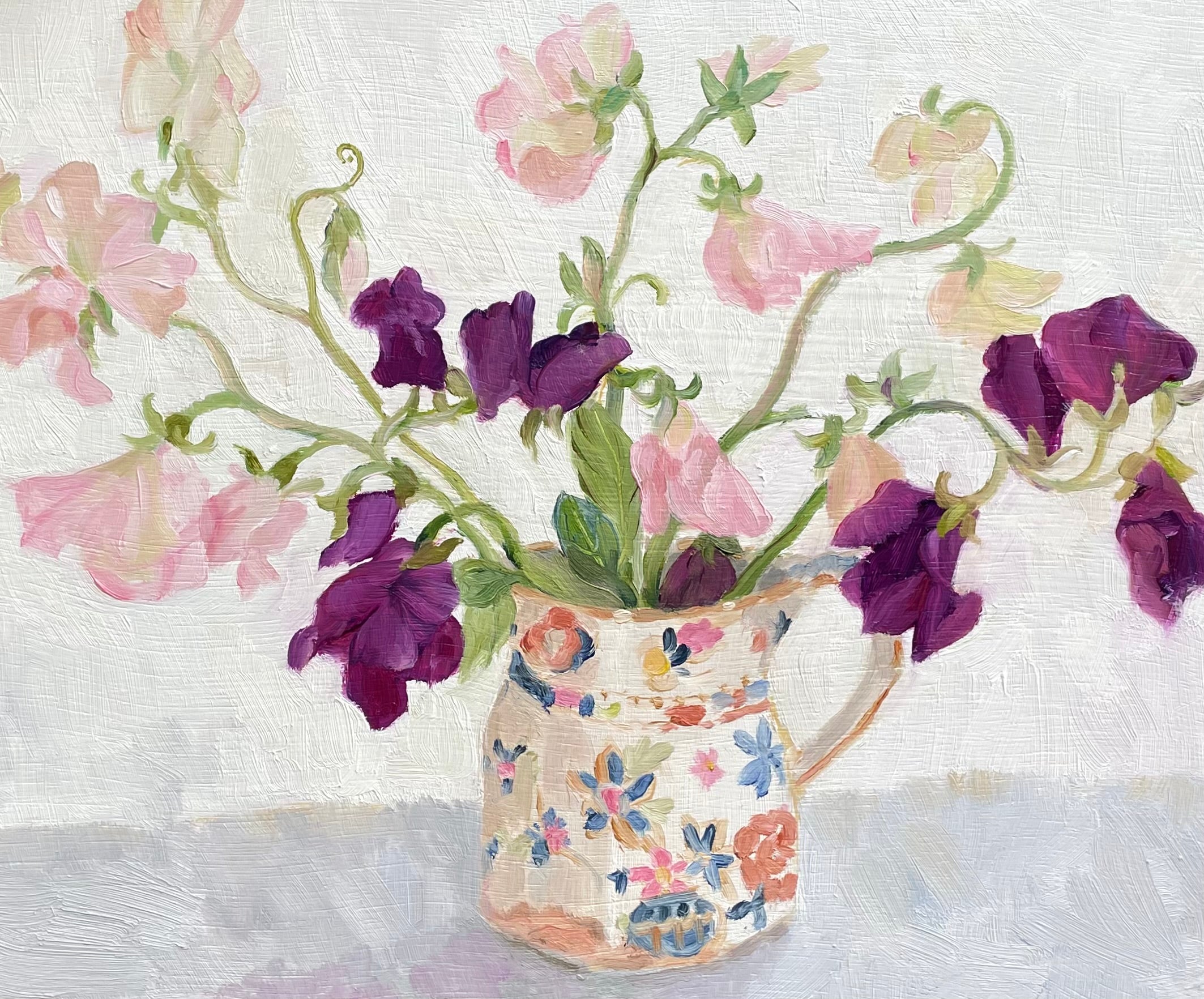 Sweet Peas in an ironstone jug