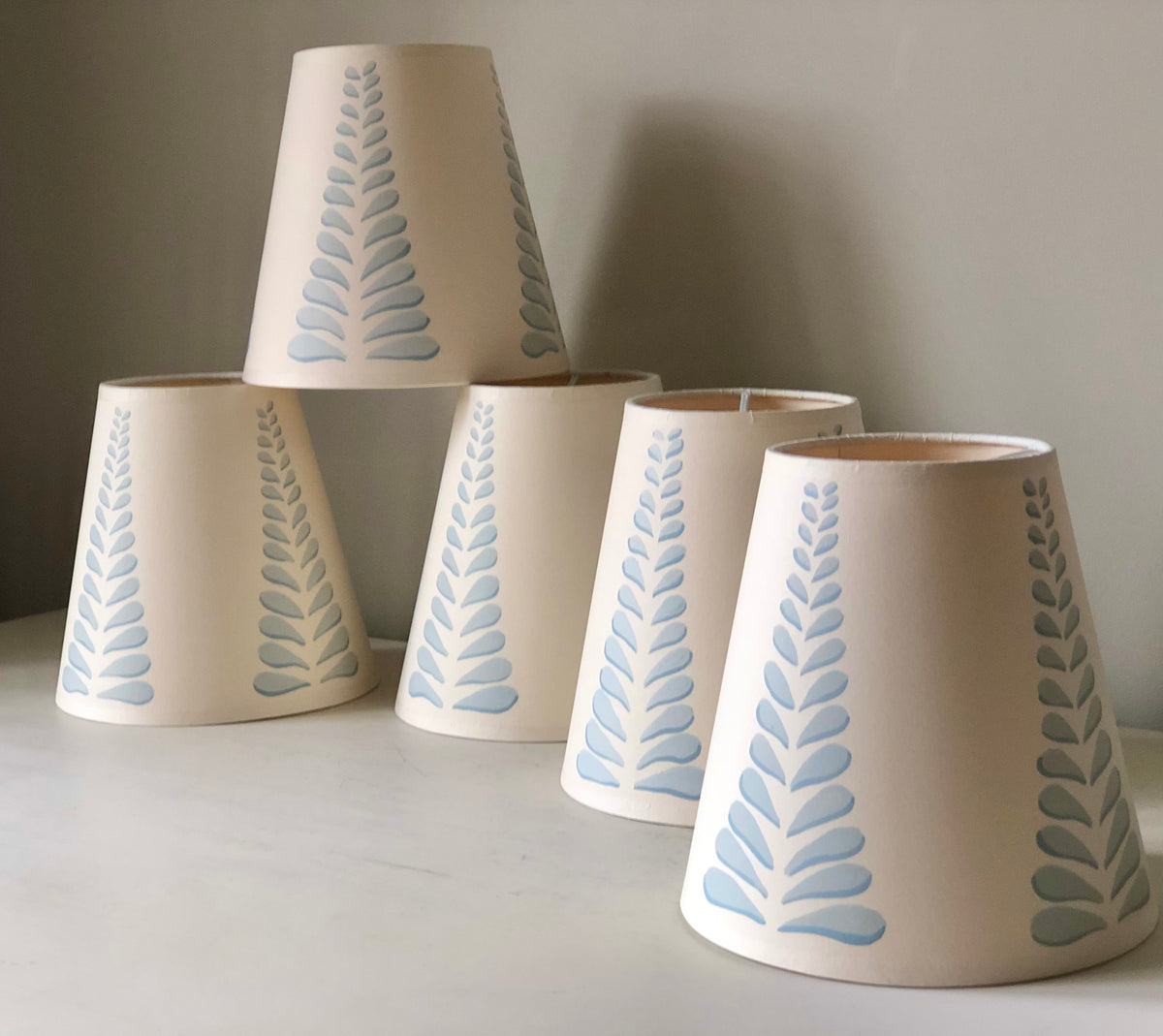 Hand painted lampshade with blue 
