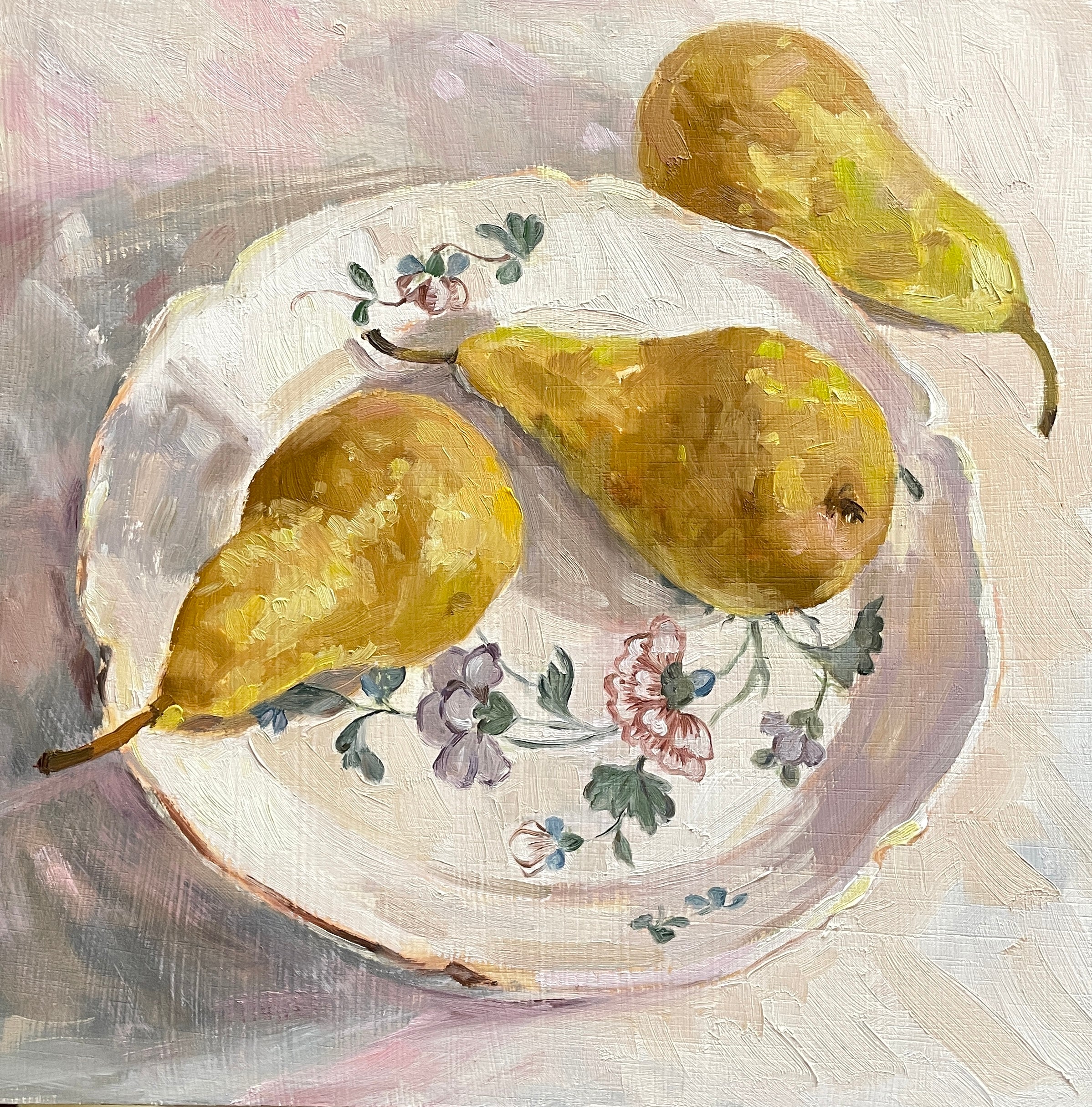 Pears on a lovely old plate
