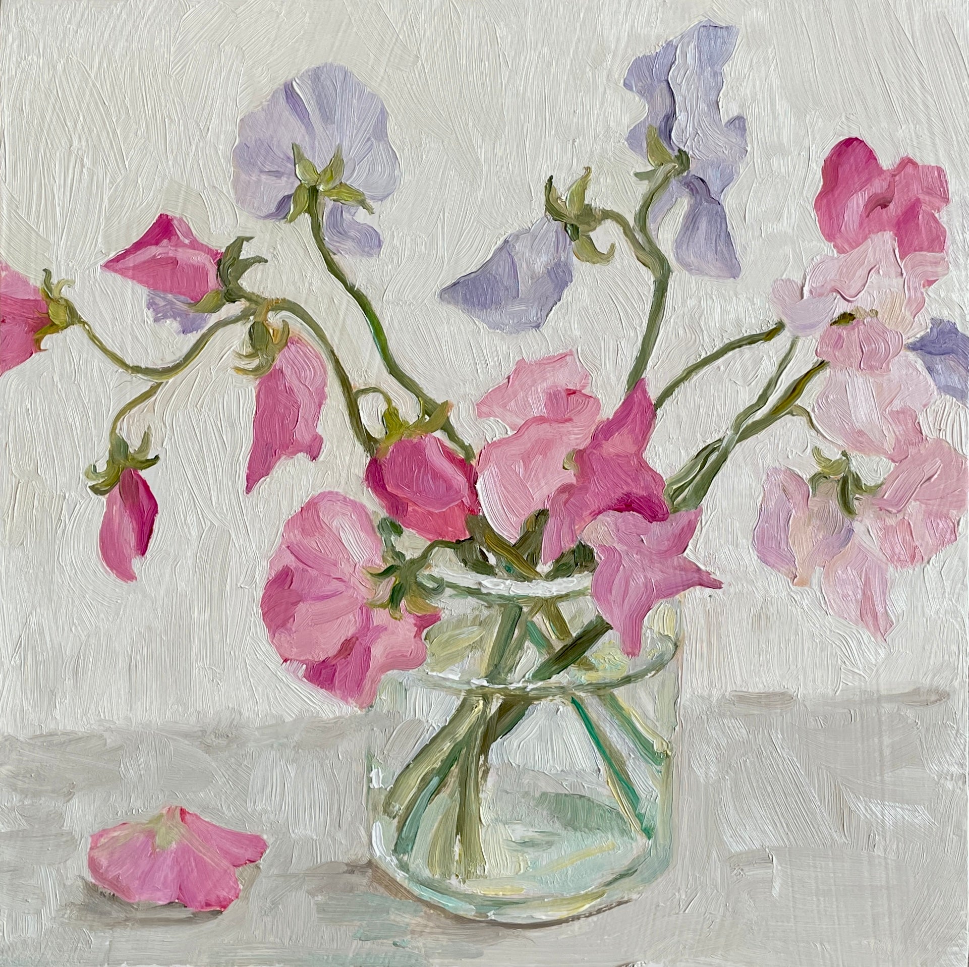 sweet peas in a glass