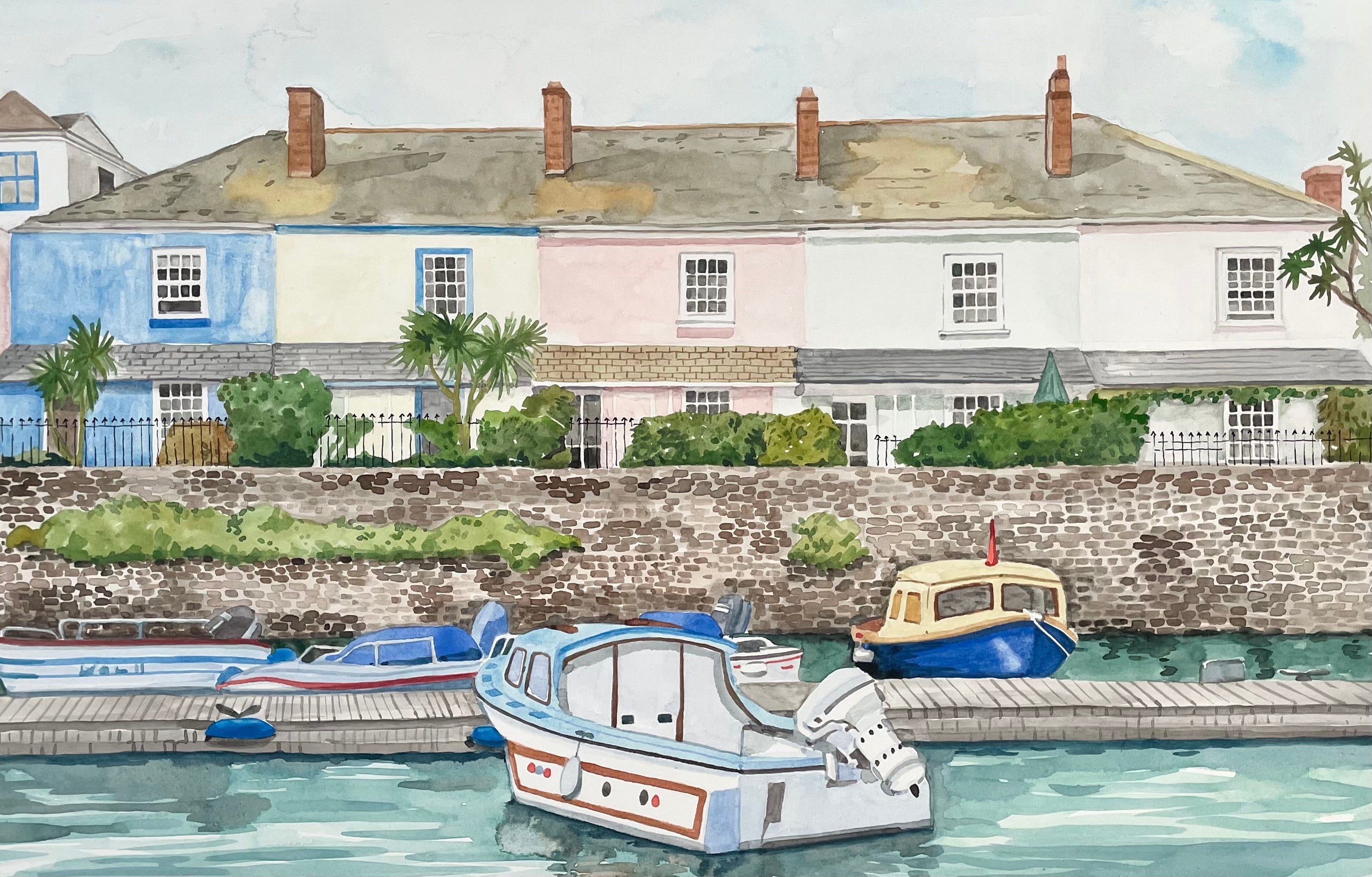 watercolour of Salcombe Fishermans cottages