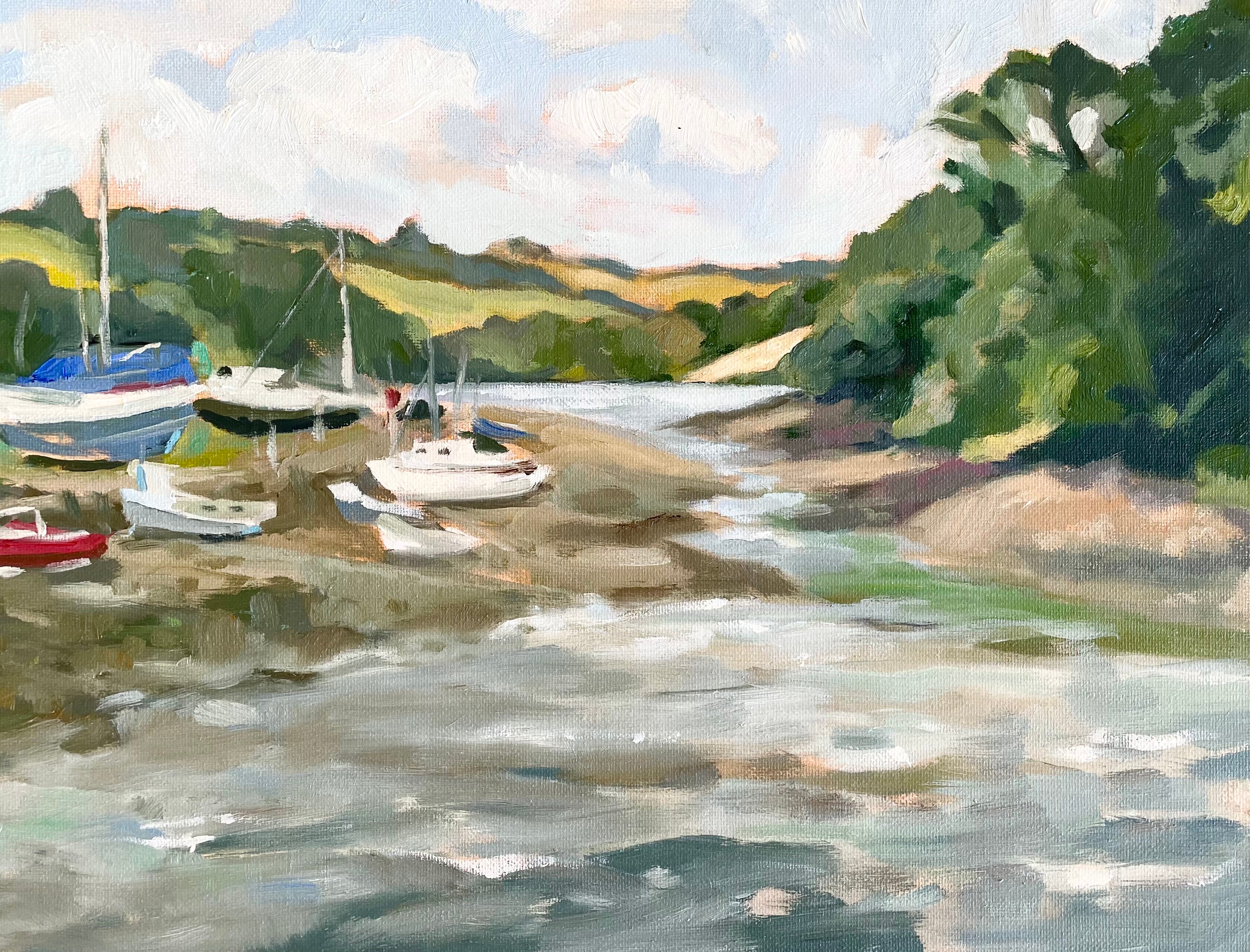oil painting of St Just in Roseland harbour