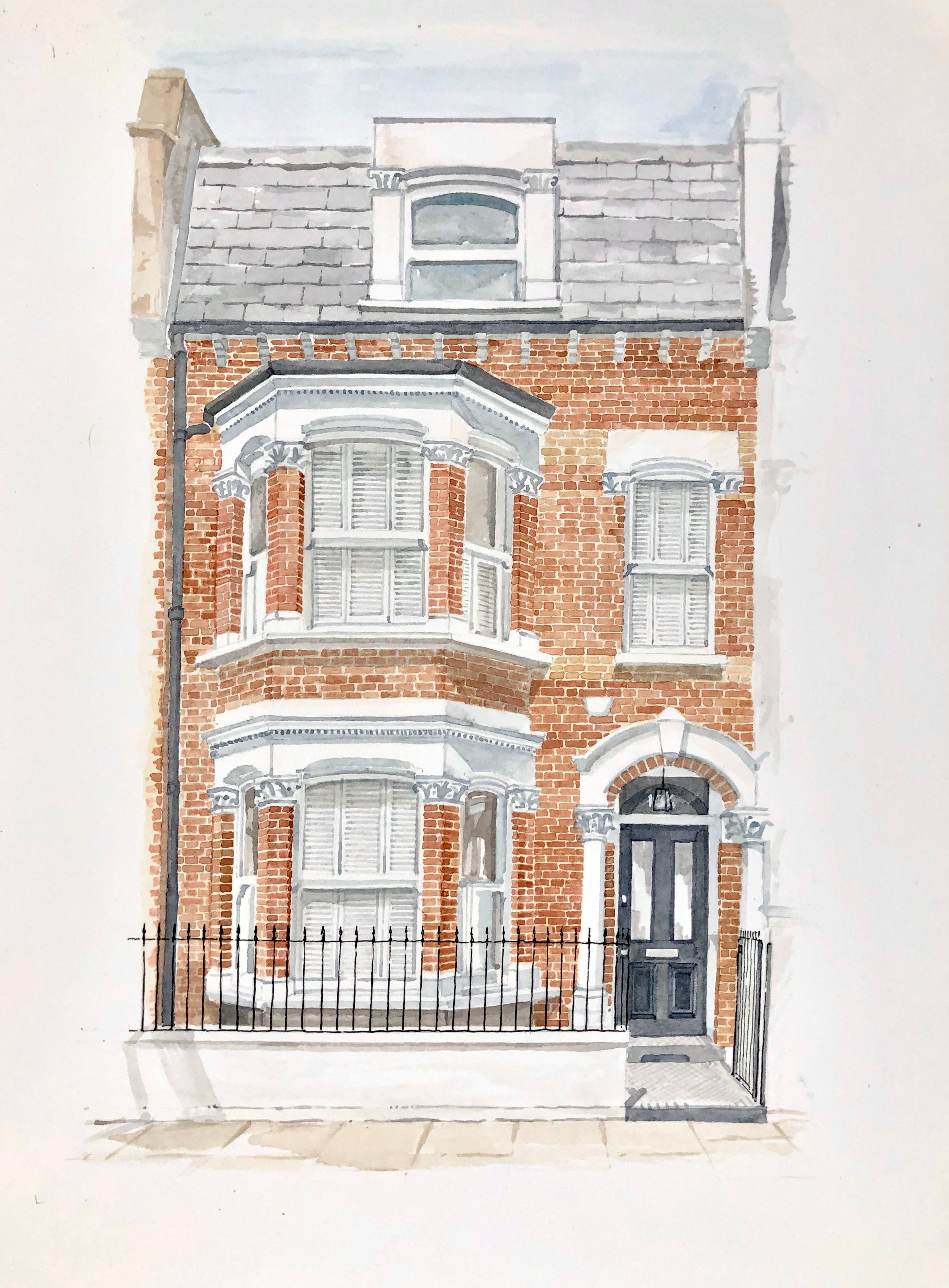 a London house, watercolour
