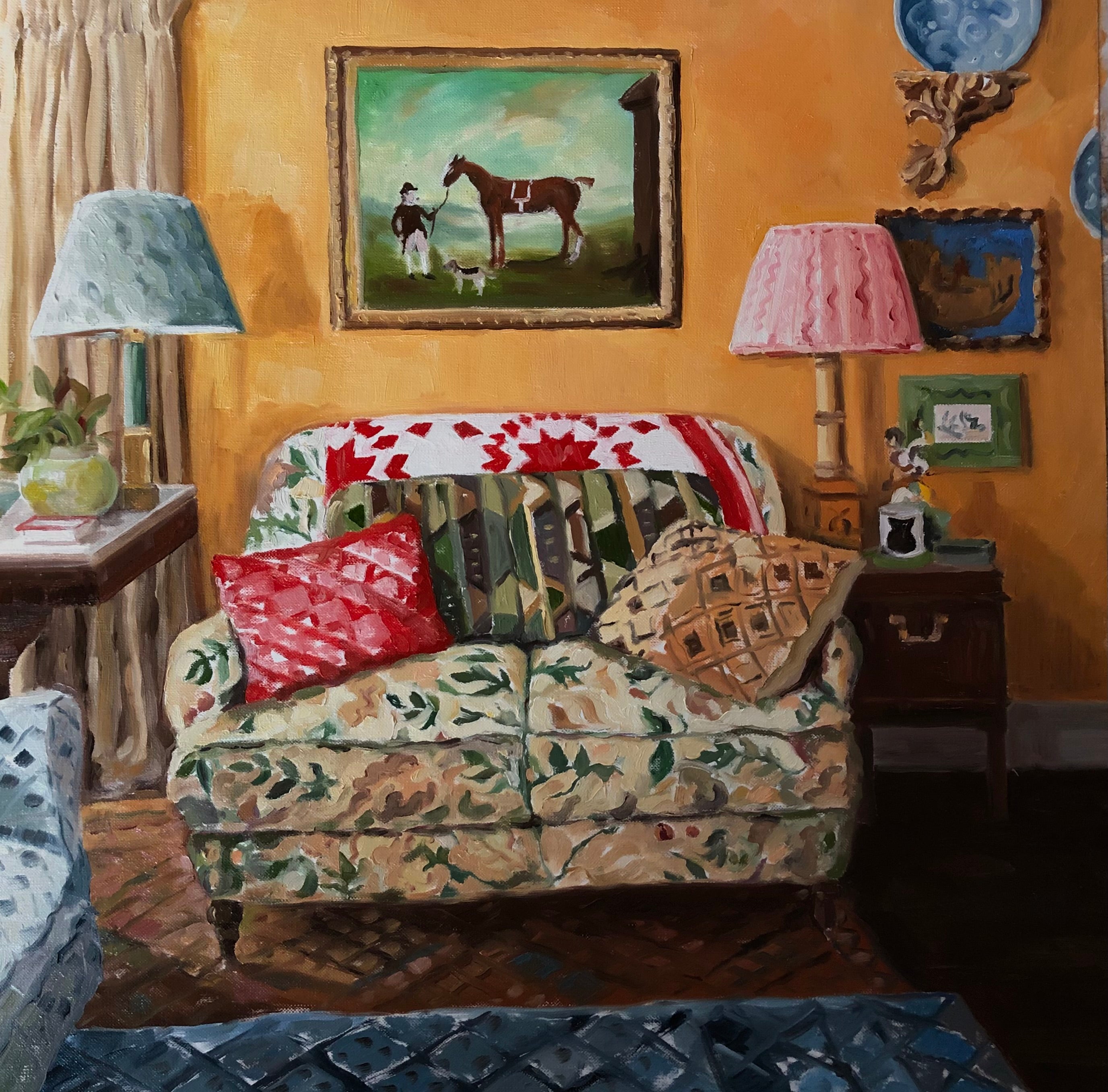 oil painting of a drawing room