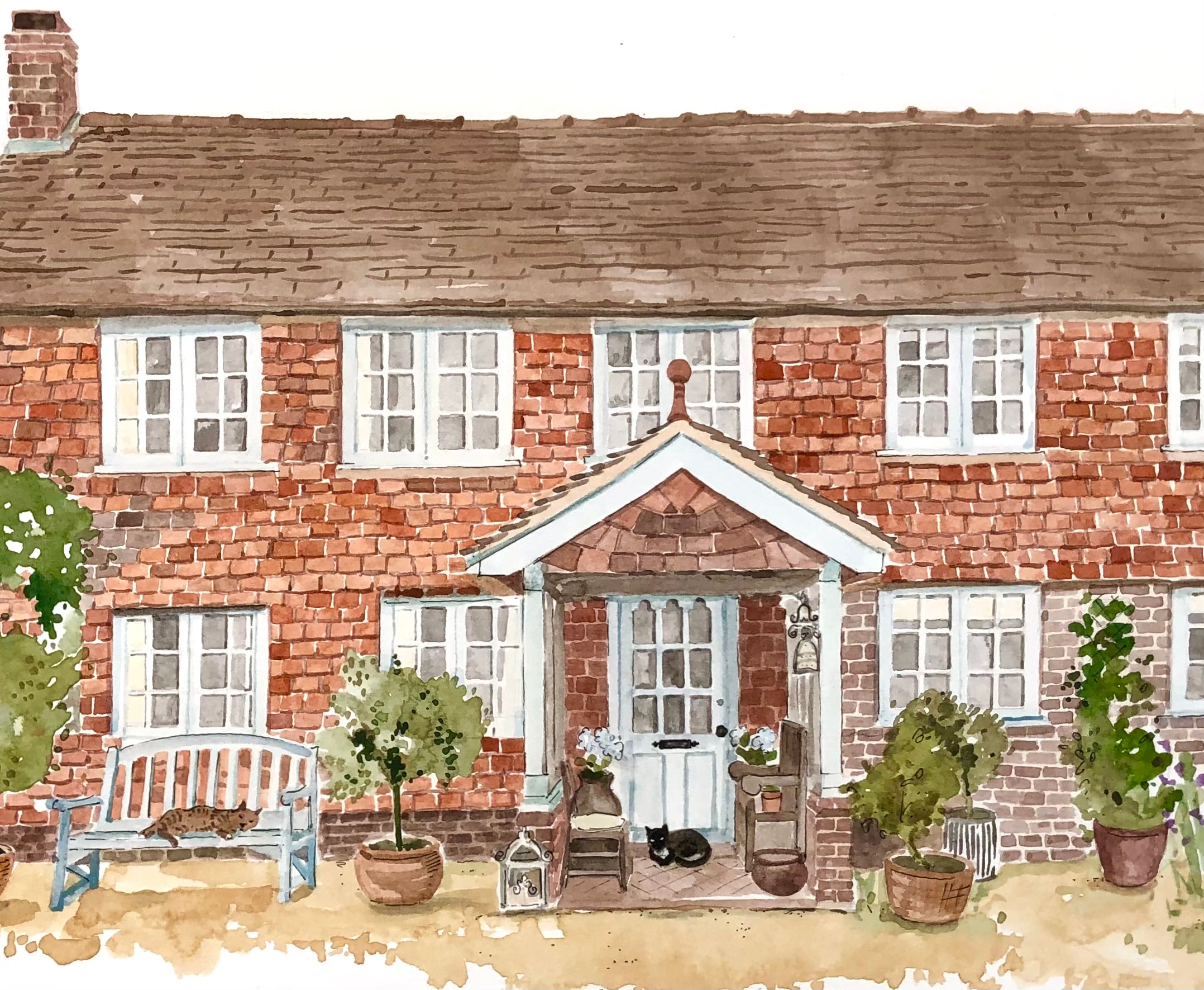 watercolour of a Sussex house
