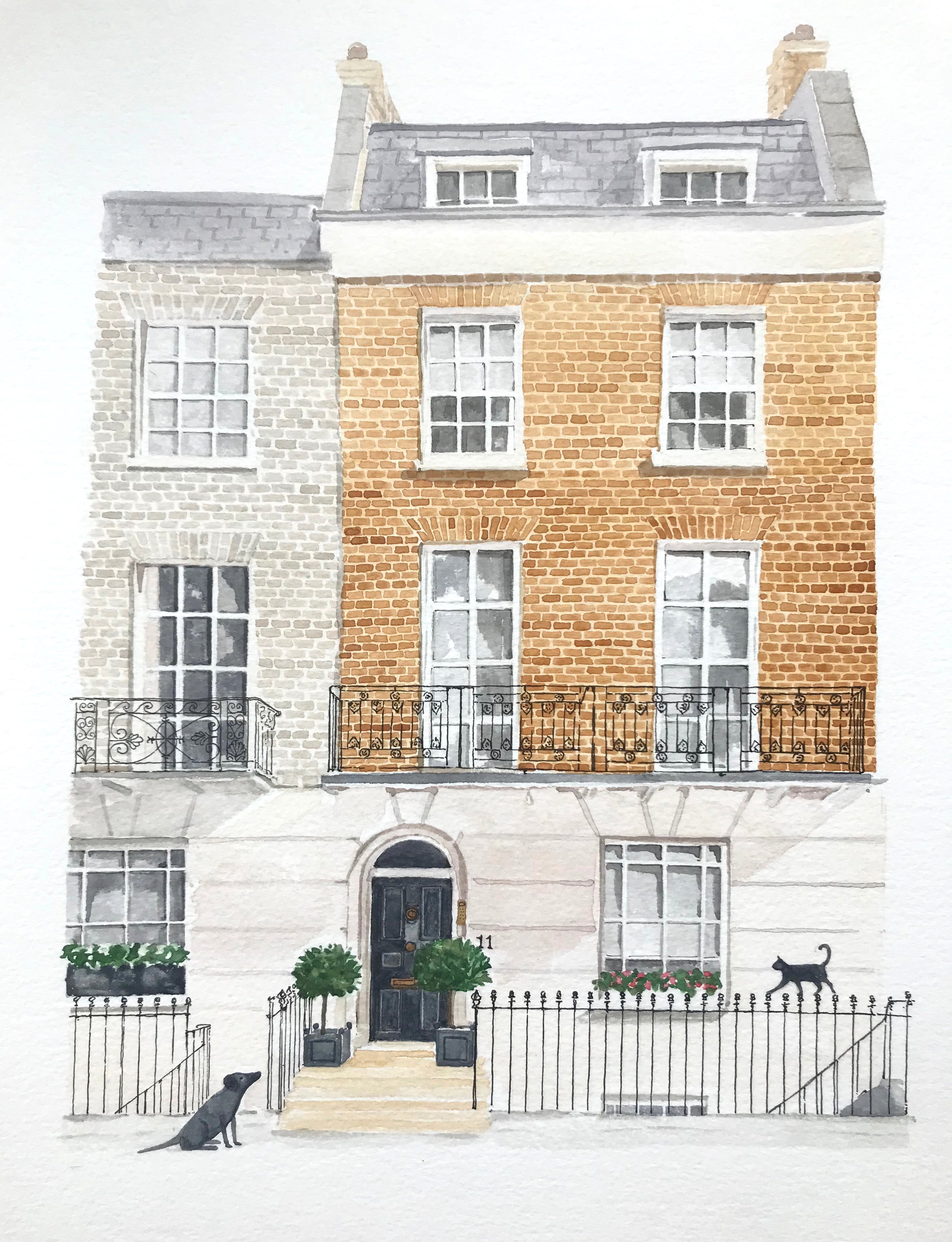 watercolour of a house in Chelsea
